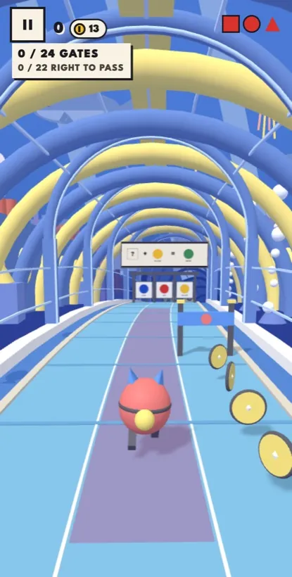 Game screen: CRIT runs through an underwater glass tunnel towards a question board with three answer gates.